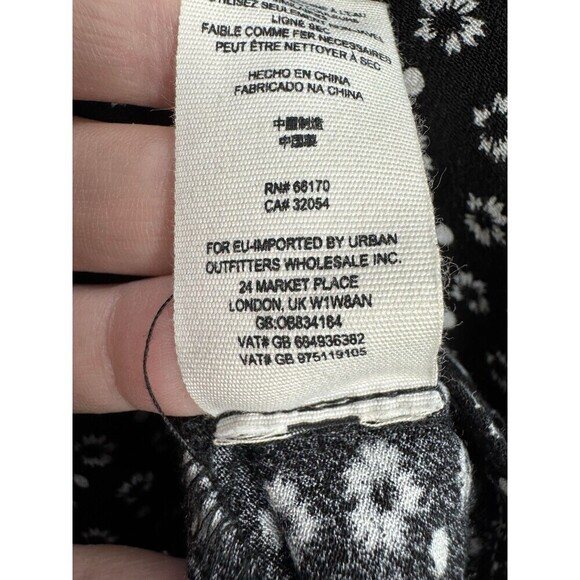 Free People Wonderland Floral Button Up Tunic Dress Size M Black Boho Cottage - Picture 10 of 10